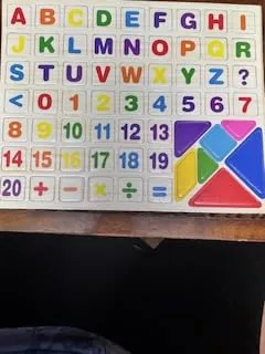Magnetic alphabet and number tile sheet