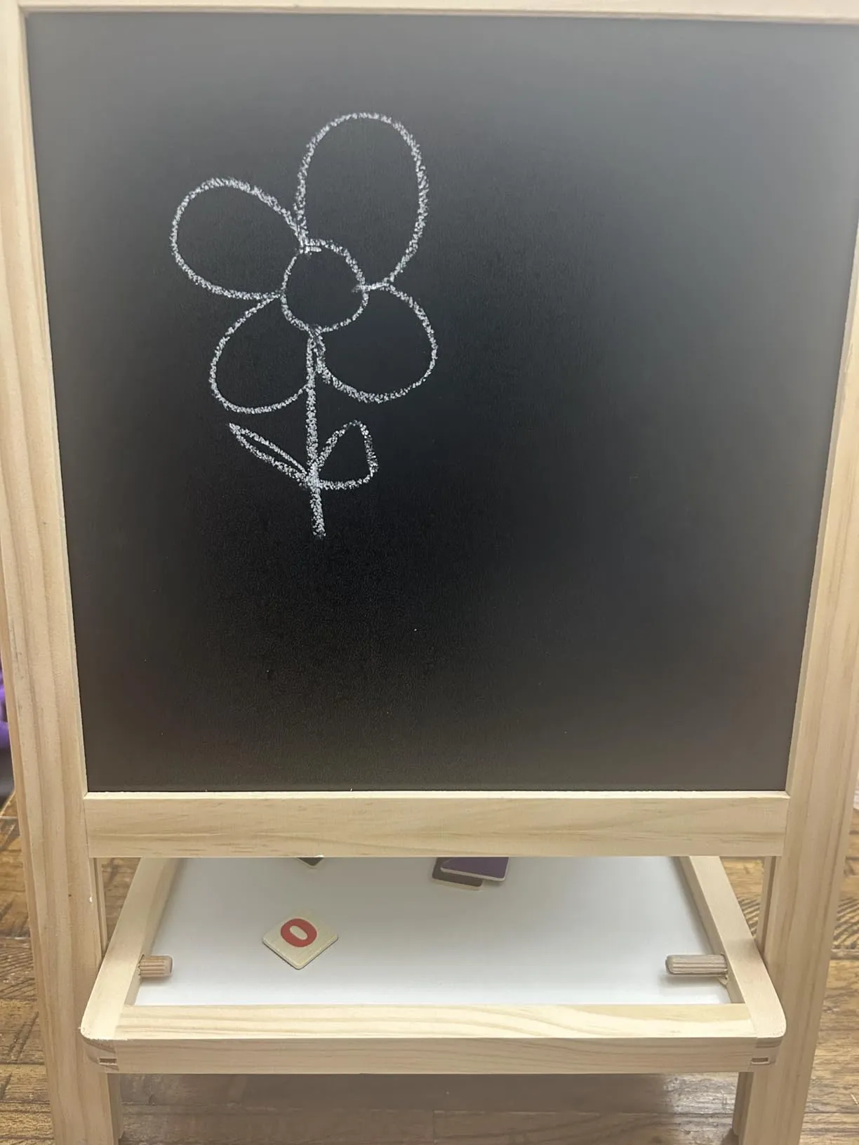 Beautiful chalk flower drawn by a child