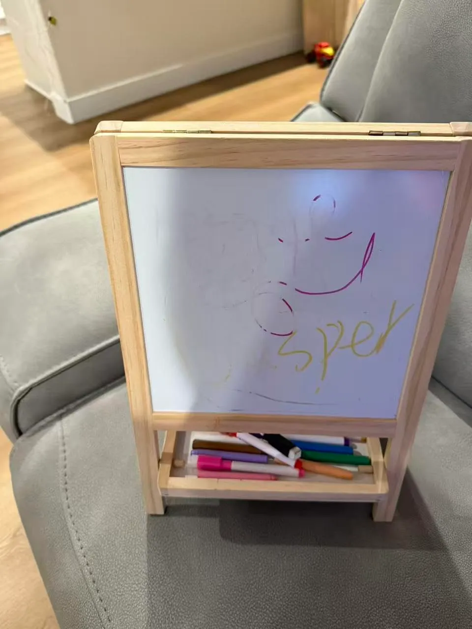 Jasper name and drawing on whiteboard